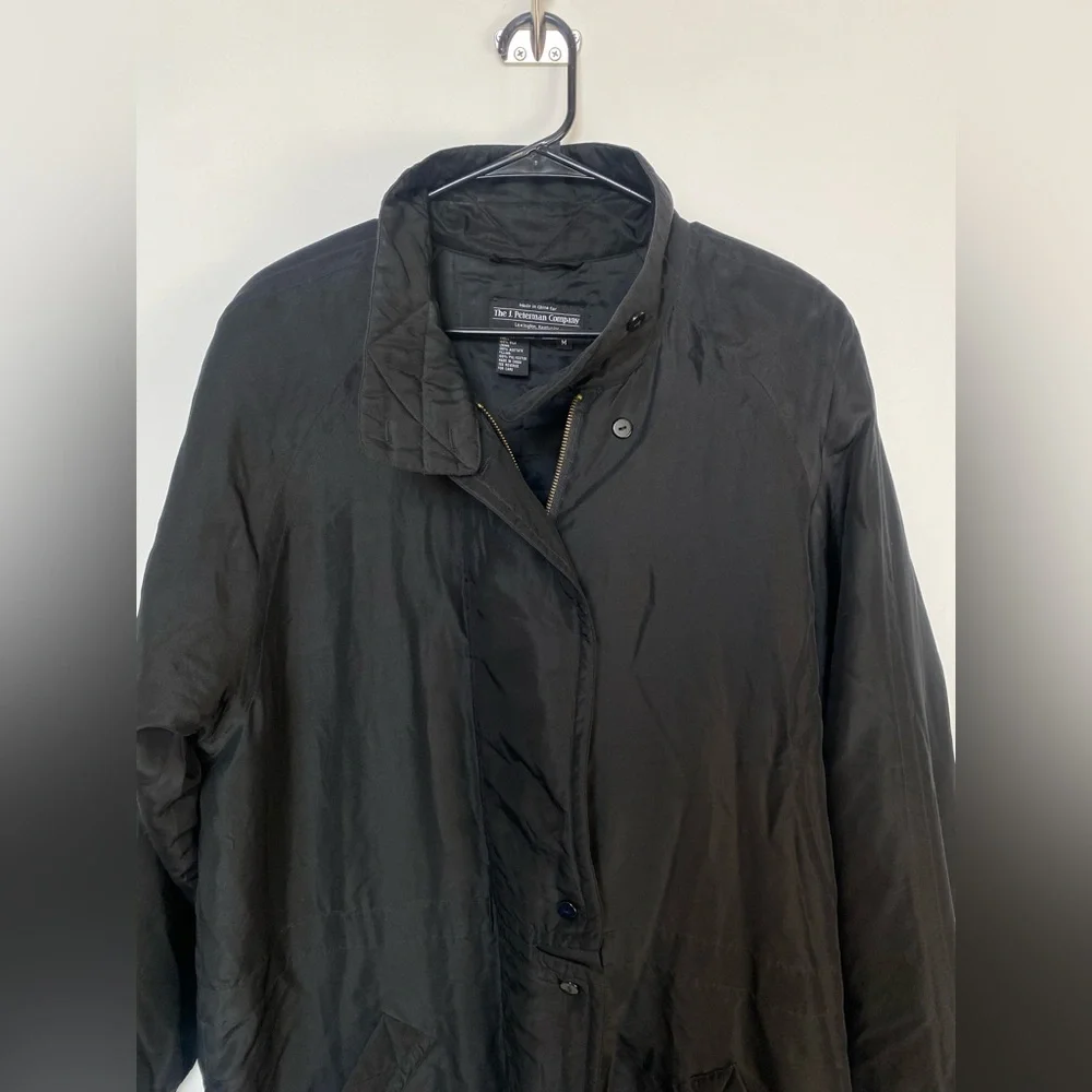J. Peterman Silk‎ Oversized Overcoat Size Medium Black - Picture 3 of 10